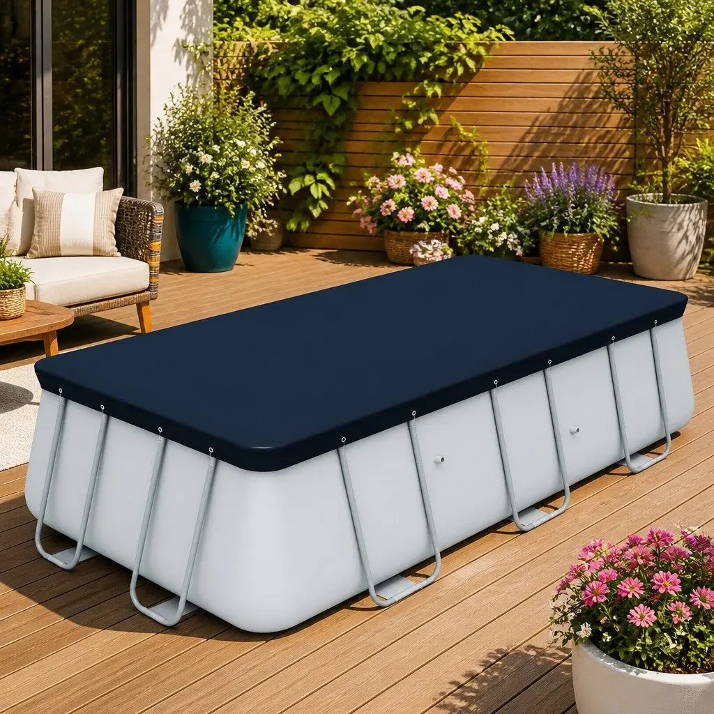 Above Ground Swimming Pool Cover 4.12x2.01m Durable PVC Debris Guard