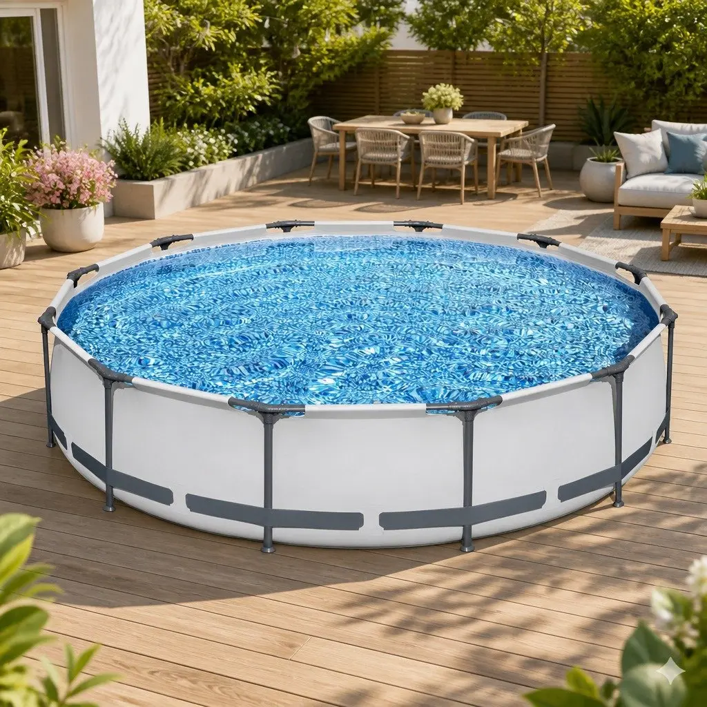 Above Ground Swimming Pool 366cm Round Steel Frame with Filter Pump