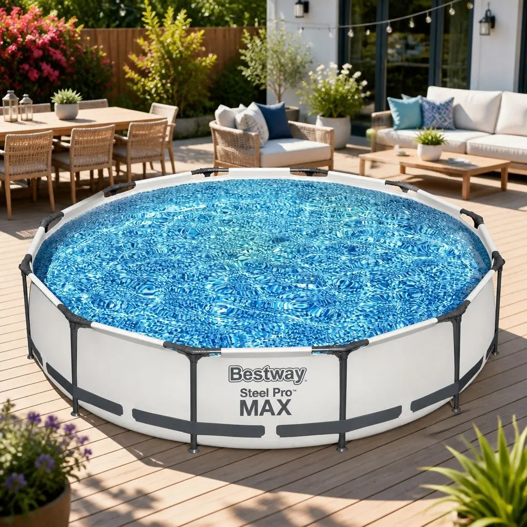 Above Ground Swimming Pool 366cm Round Steel Frame with Filter Pump