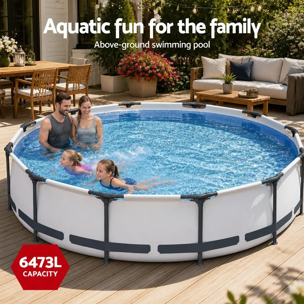 Above Ground Swimming Pool 366cm Round Steel Frame with Filter Pump