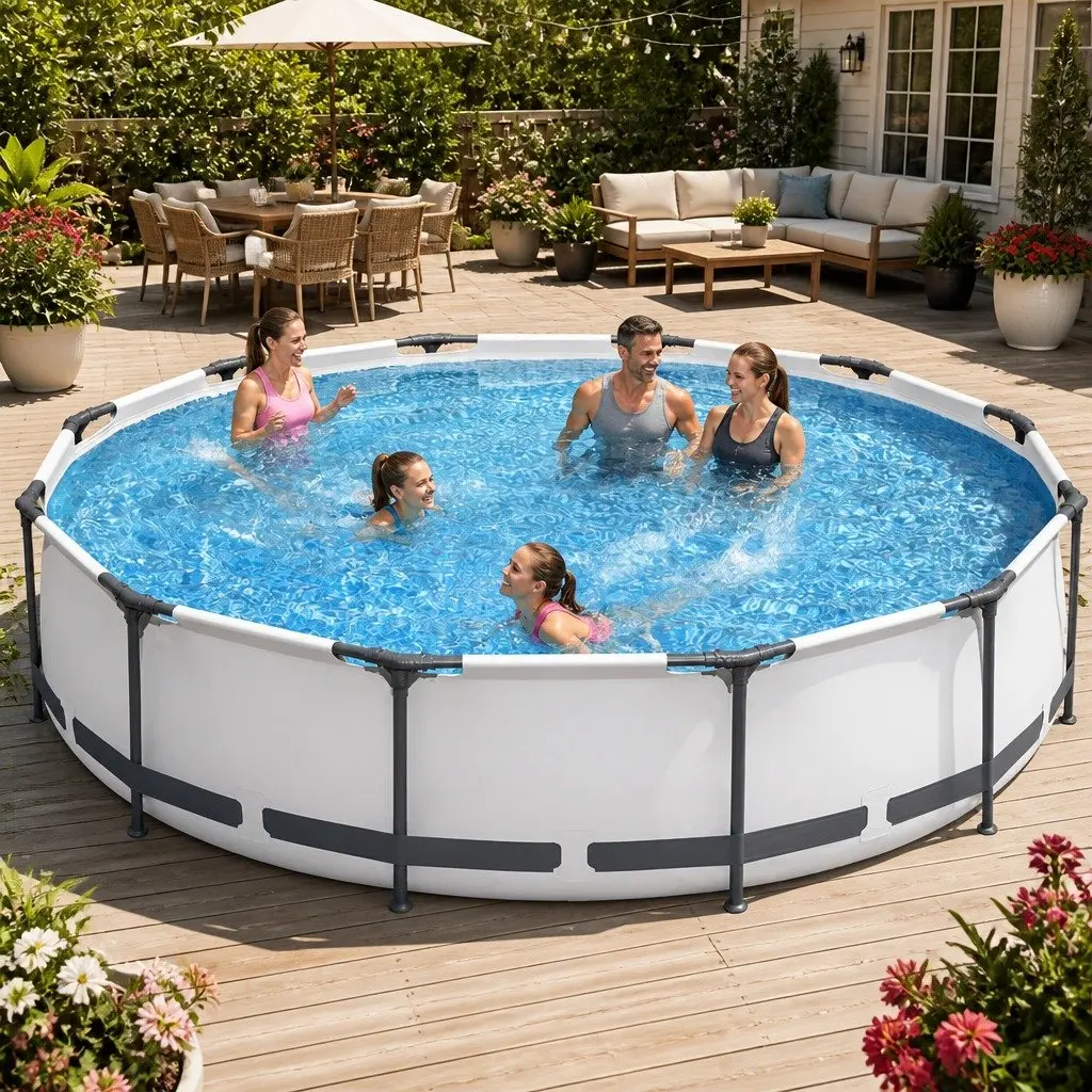 Above Ground Swimming Pool 366cm Round Steel Frame with Filter Pump
