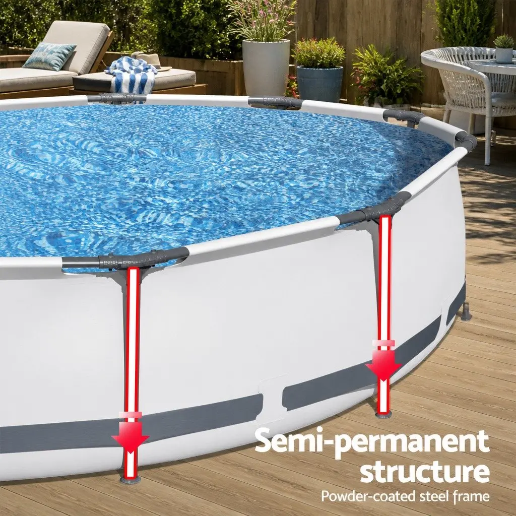 Steel Frame Round Above Ground Swimming Pool 366cm Filter Pump Included