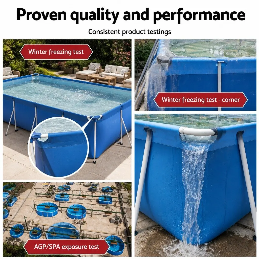 Above Ground Swimming Pool 400x211x81cm Steel Frame Heavy Duty Sidewalls 5700L Capacity Blue