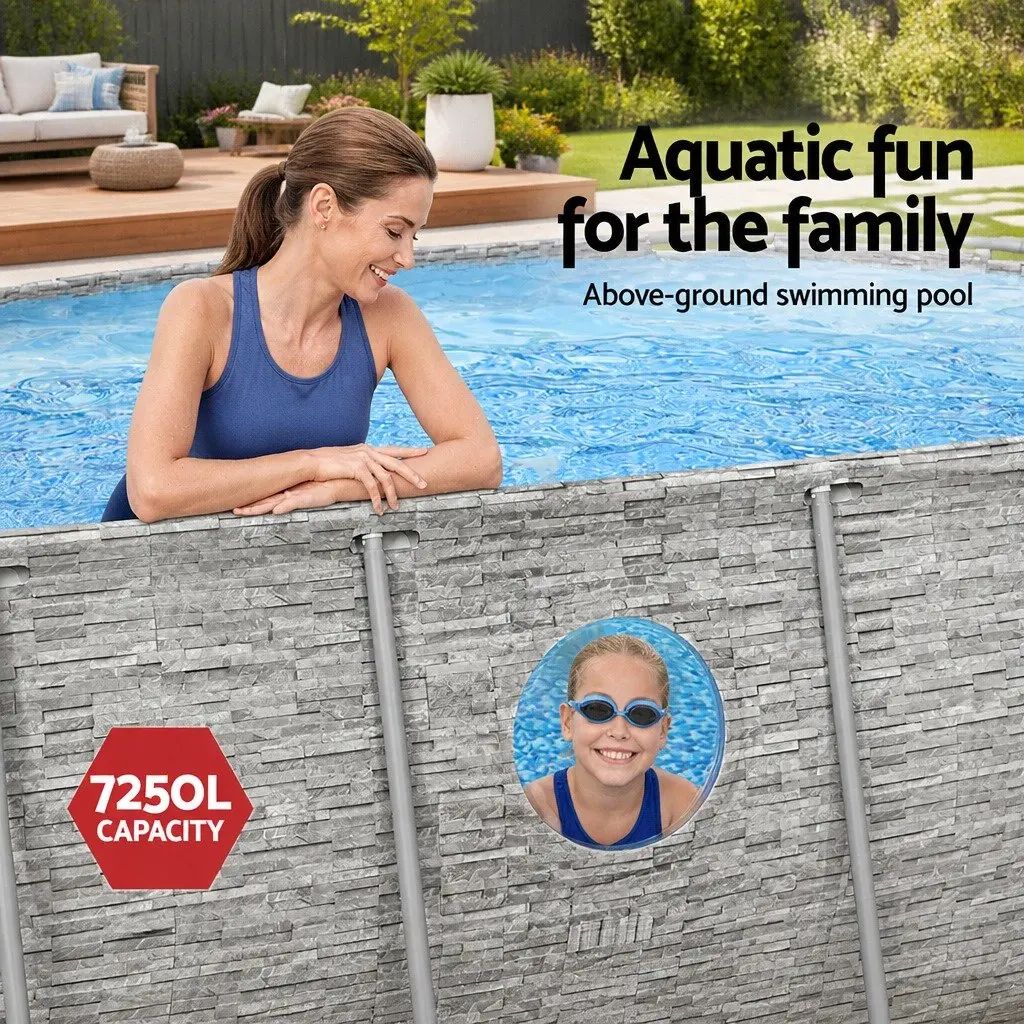 Above Ground Swimming Pool 427x250x100cm Steel Frame with Filter Pump Ladder and Cover