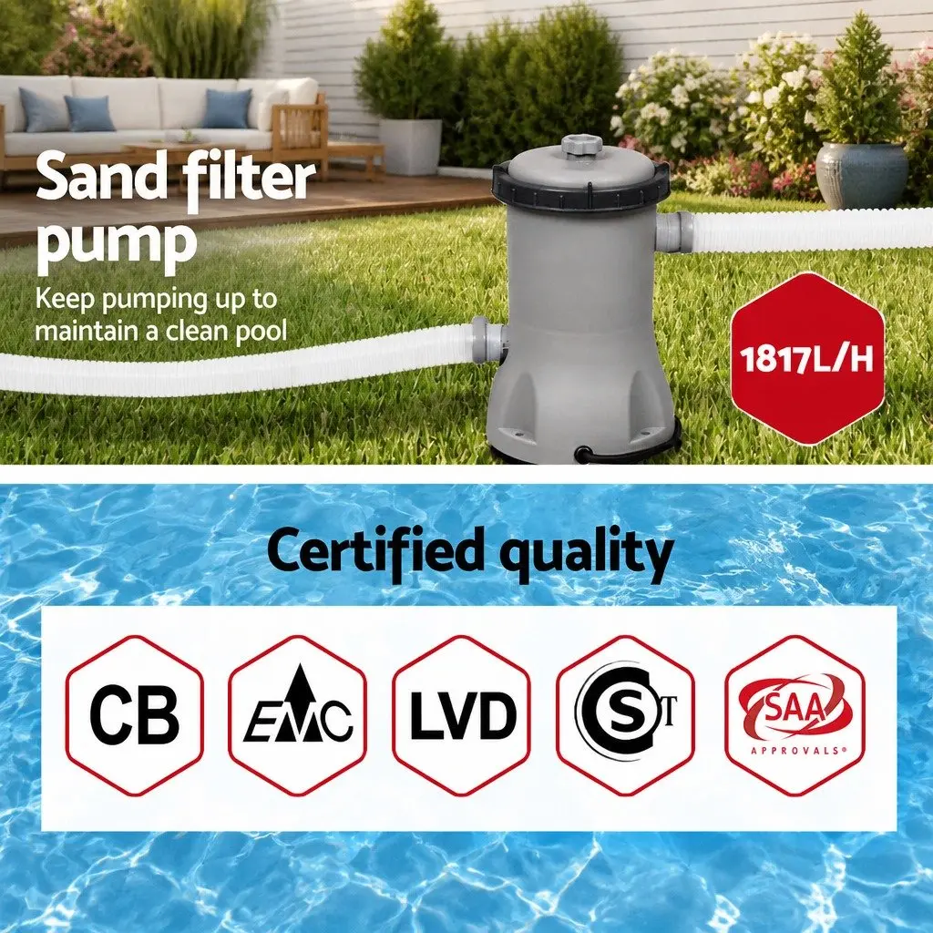 Above Ground Swimming Pool 427x250x100cm Steel Frame with Filter Pump Ladder and Cover
