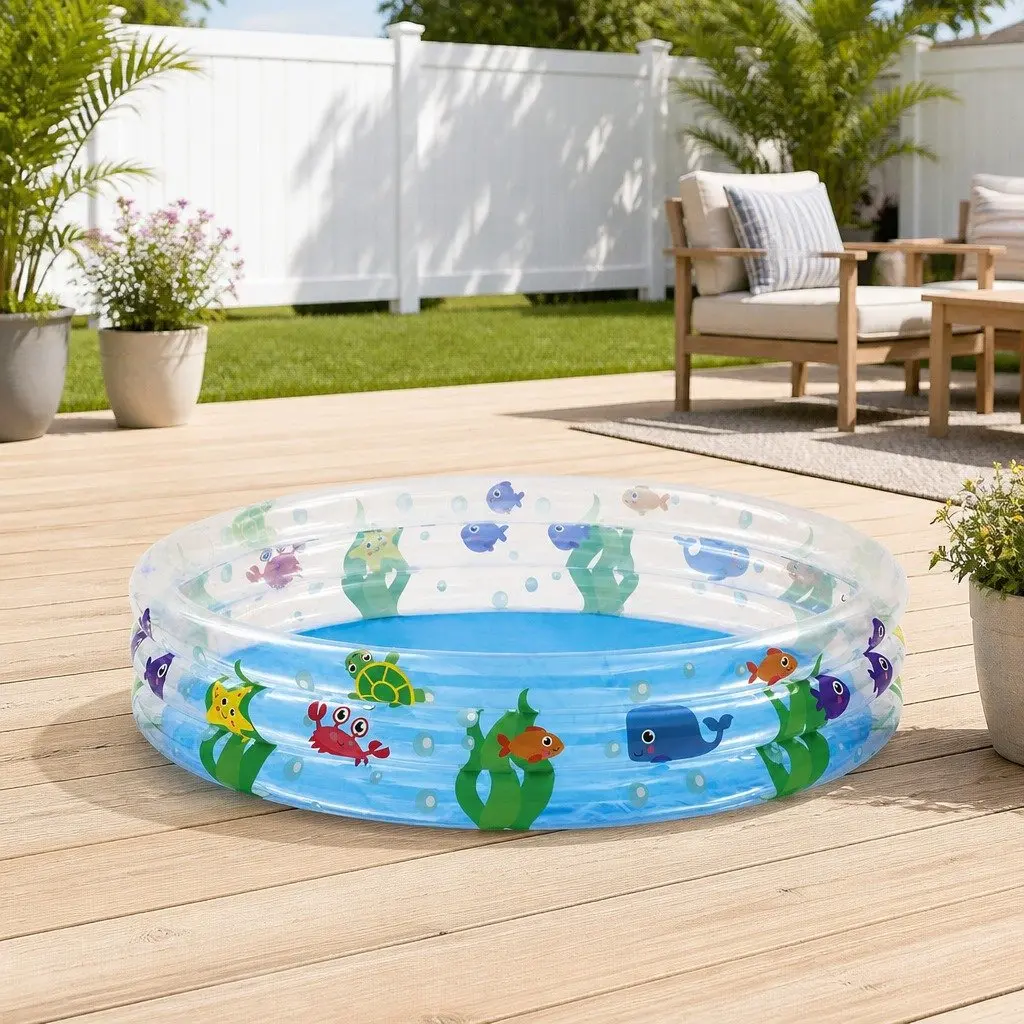Inflatable Above Ground Swimming Pool Round Family Kids Play Backyard Water Fun