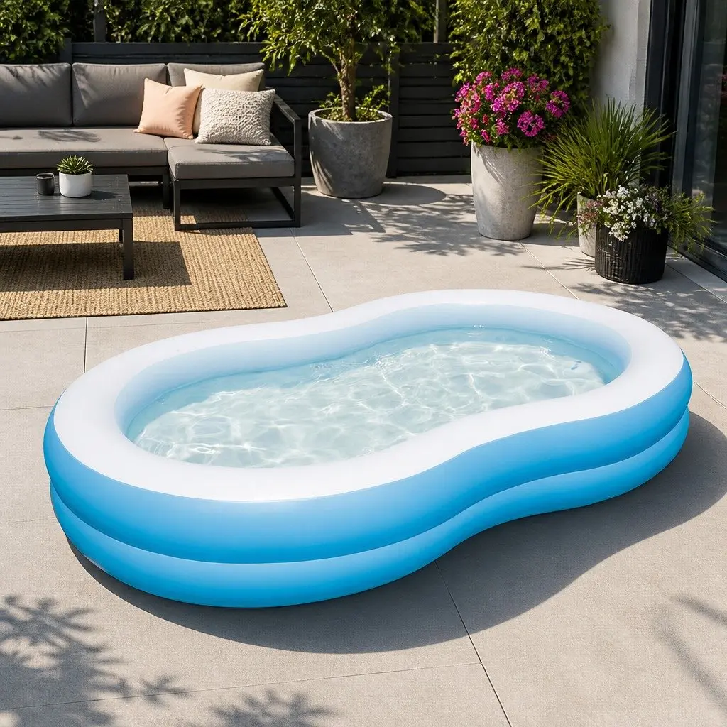 Inflatable Kids Swimming Pool 262x157x46cm Durable Vinyl Construction Backyard Water Play