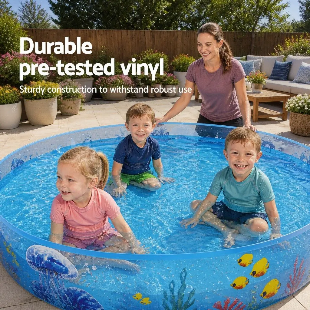 Kids Round Above Ground Swimming Pool 183cm Rigid No Inflation Colorful Undersea Graphics