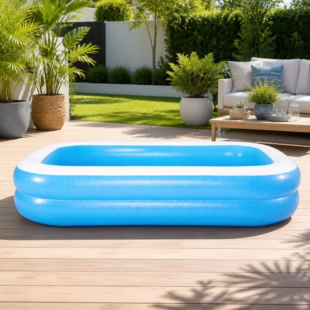 Inflatable Swimming Pool 262x175x51cm Durable Vinyl Construction Quick Setup for Kids Outdoor Water Fun