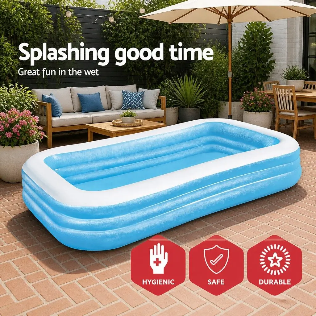 Inflatable Above Ground Swimming Pool 305x183x56cm Durable Vinyl Construction Easy Setup for Kids Garden Outdoor Water Play