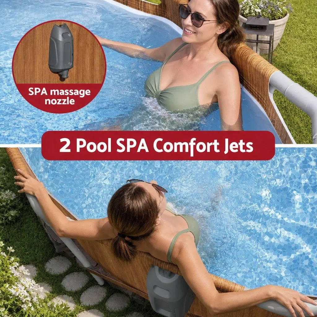 Steel Frame Swimming Pool 6.1 x 3.66m Spa with Massage Jets and LED Lighting