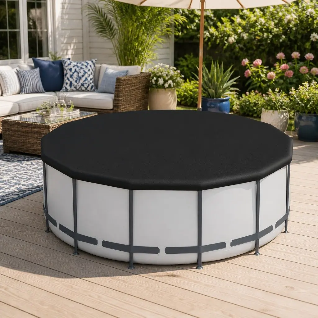 Round Above Ground Swimming Pool 427cm x 427cm Steel Frame UV Resistant with Filter Pump Ladder