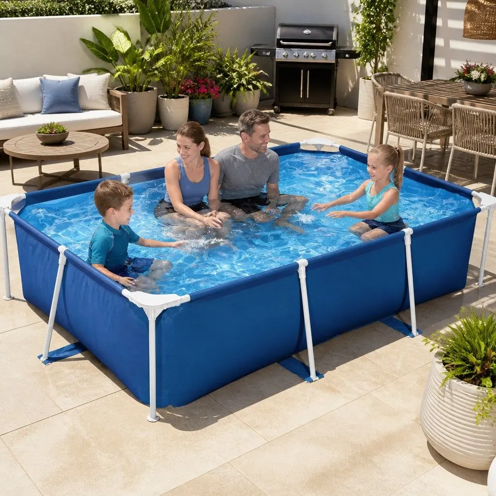 Above Ground Swimming Pool 259x170x61cm Steel Frame Durable Heavy-Duty Sidewalls