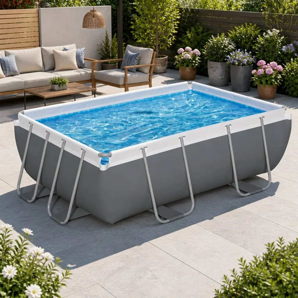 Above Ground Swimming Pool 282x196x84cm Steel Frame UV Resistant Durable Walls Multicolour
