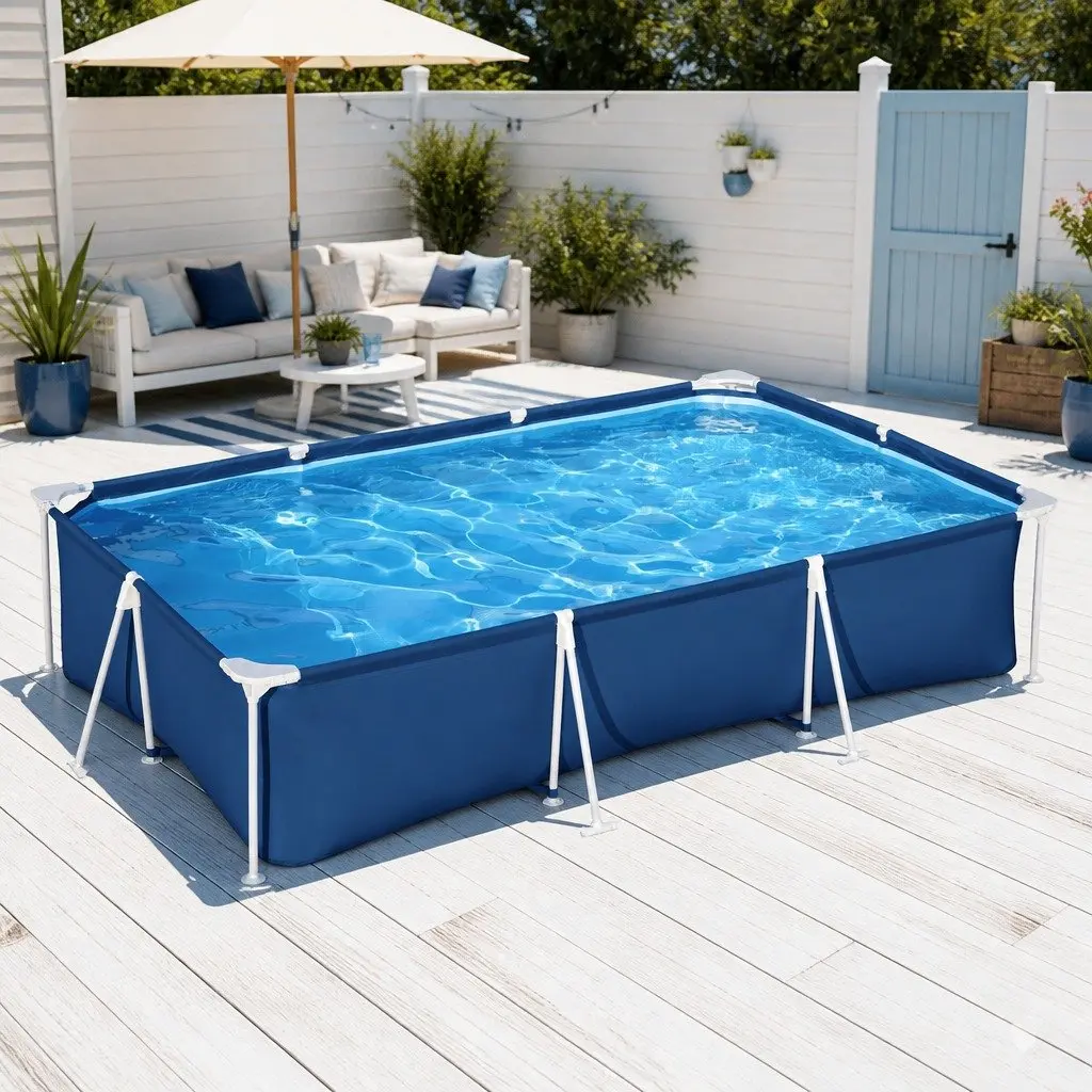 Above Ground Swimming Pool 300x201x66cm Steel Frame UV Resistant Heavy Duty PVC with Filter Pump