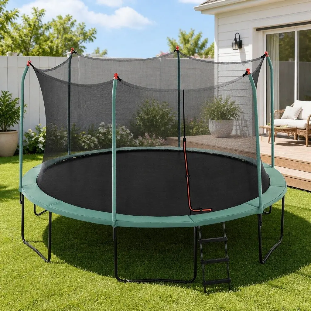 14ft Trampoline with Safety Net Enclosure Outdoor Jumping Mat for Kids