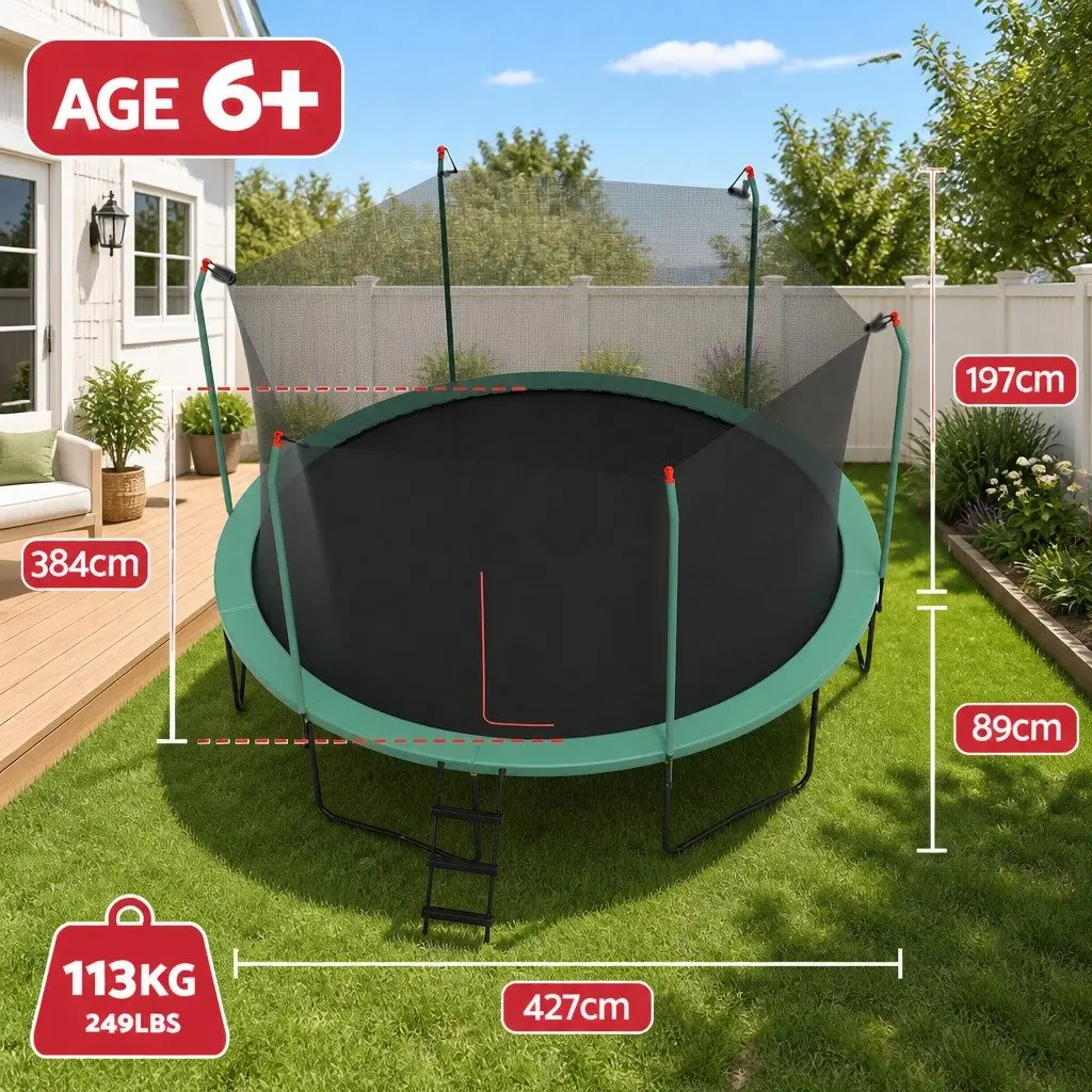 14ft Trampoline with Safety Net Enclosure Outdoor Jumping Mat for Kids