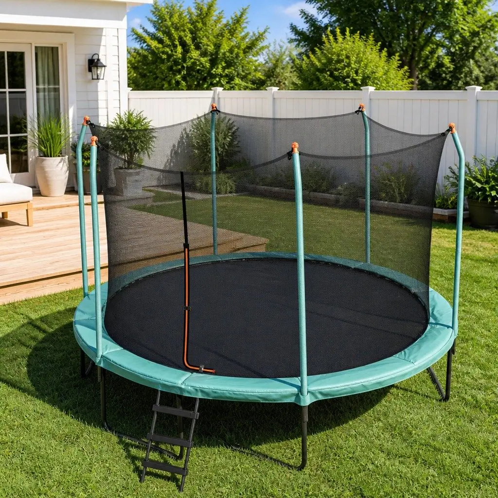 14ft Trampoline with Safety Net Enclosure Outdoor Jumping Mat for Kids