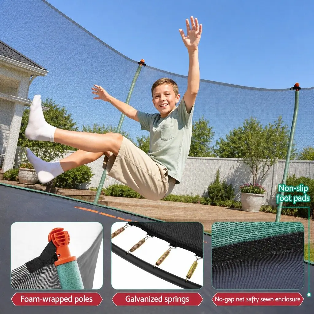 14ft Trampoline with Safety Net Enclosure Outdoor Jumping Mat for Kids