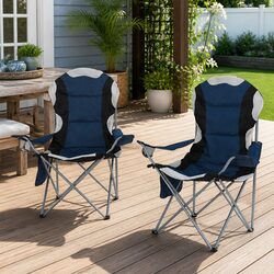 Enhance Your Outdoor Experience with Navy Folding Chairs - 2pcs