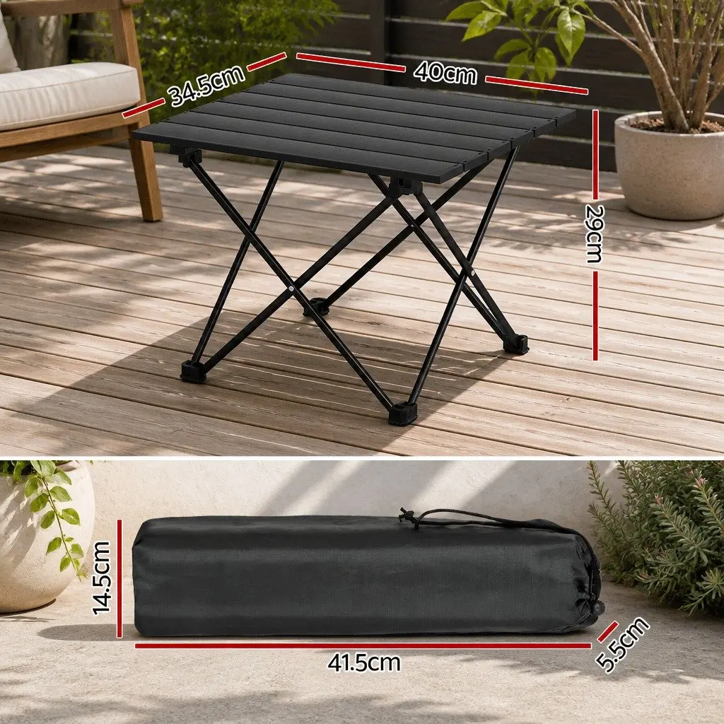 Folding Camping Table 40CM Roll Up Portable Aluminium Outdoor Picnic BBQ