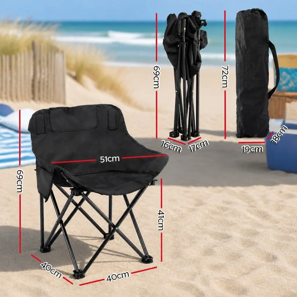Folding Camping Moon Chair Portable Outdoor Seat Black 120KG Weight Capacity