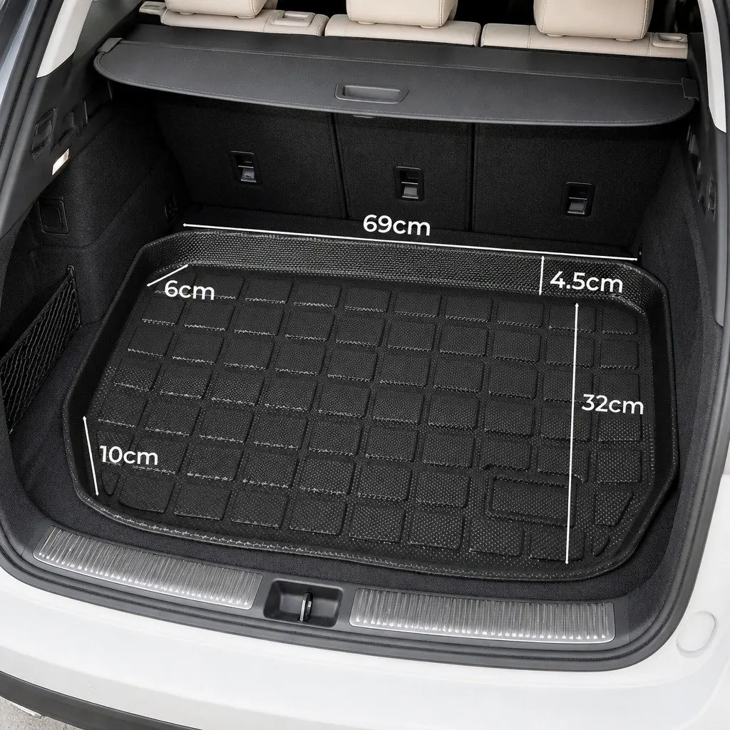 Car Floor Mats Set for Tesla Model Y 5 Seat Waterproof TPE Custom Fit Front Rear Trunk Toolbox