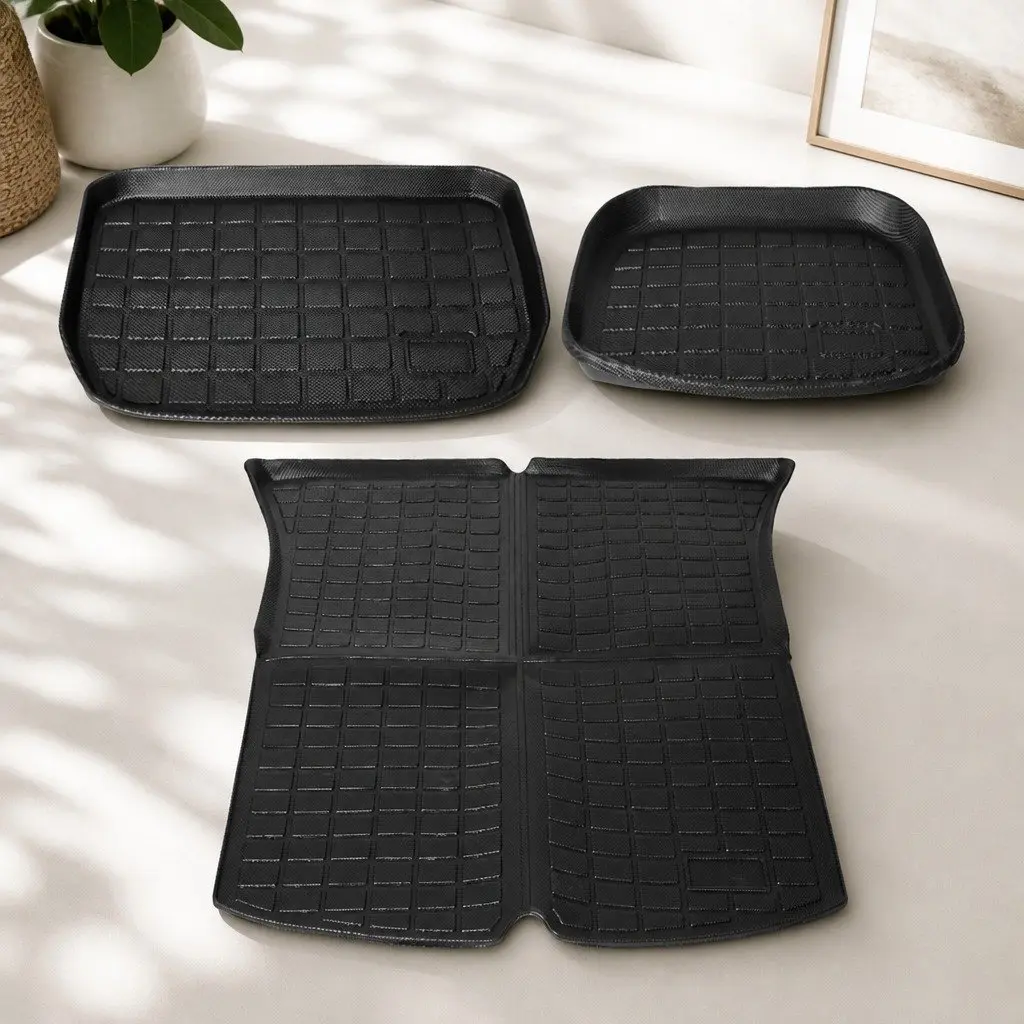 Floor Mats Set Waterproof Custom Fit for Tesla Model Y Front Rear Trunk Toolbox