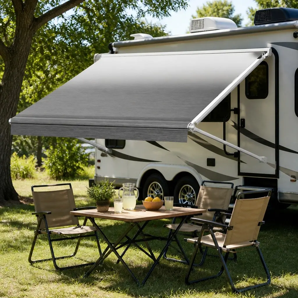 14FT RV Awning Fabric Replacement 18.05oz Heavy-Duty UV-Resistant Waterproof Polyester Mesh