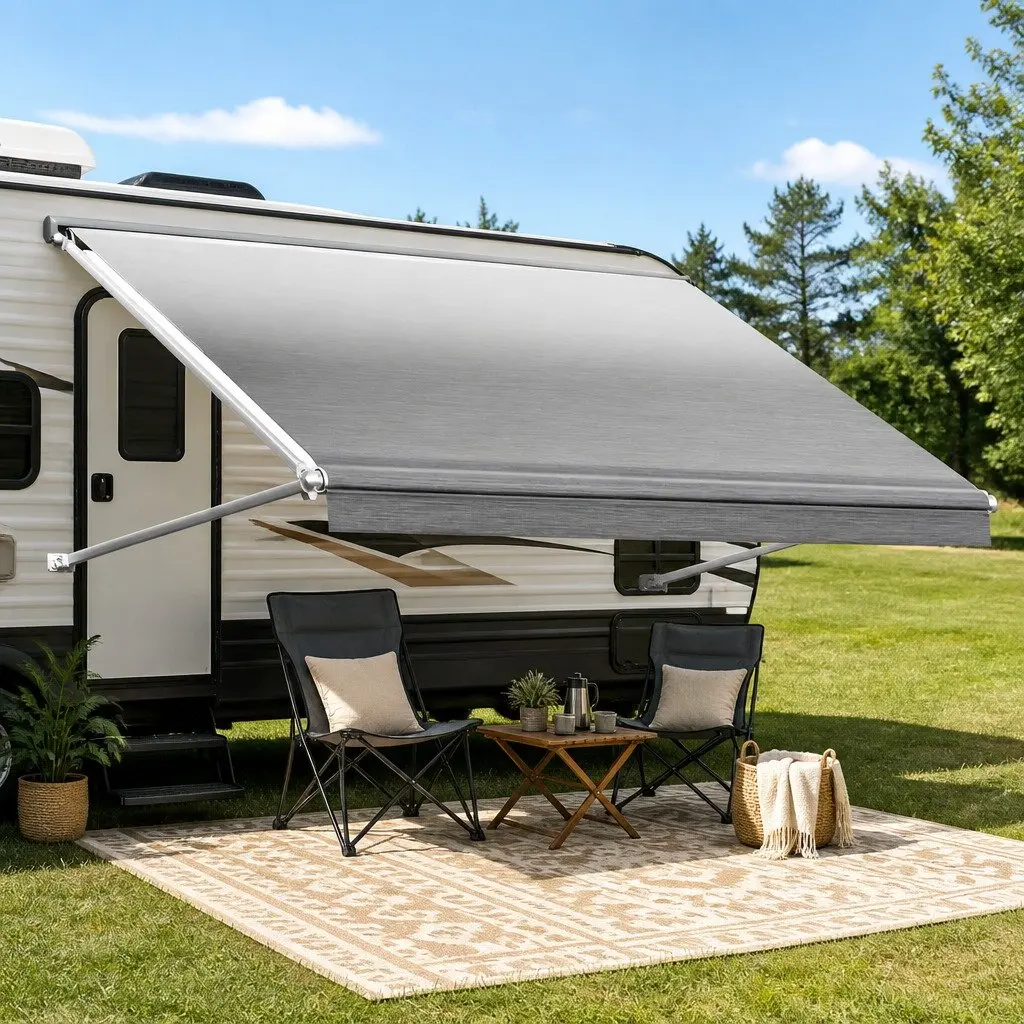 15FT RV Awning Fabric Replacement 18.05oz Heavy-Duty UV-Resistant Waterproof Shade
