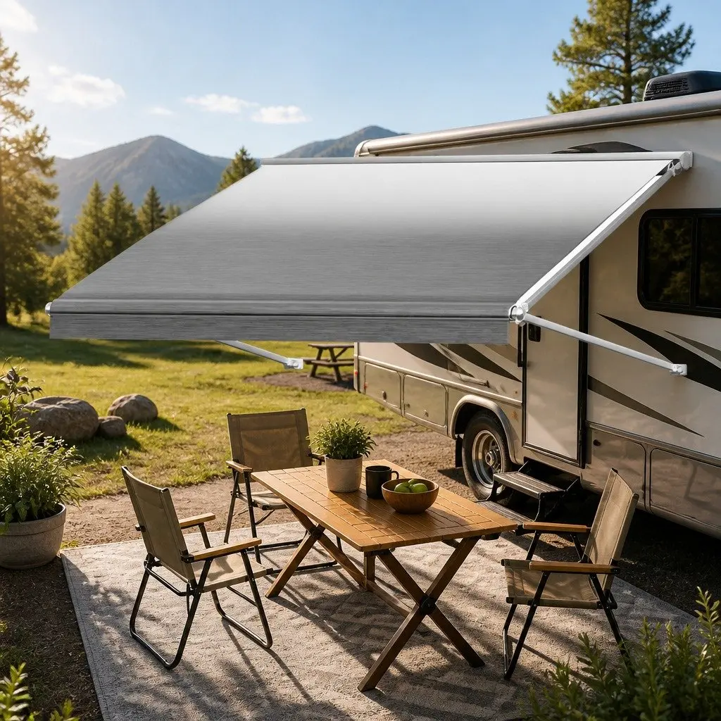 15FT RV Awning Fabric Replacement 18.05oz Heavy-Duty UV-Resistant Waterproof Shade