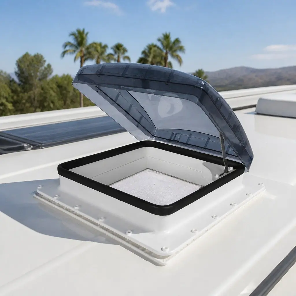 Caravan Roof Vent Hatch Skylight 40cm UV Resistant Polycarbonate Wide Angle Opening