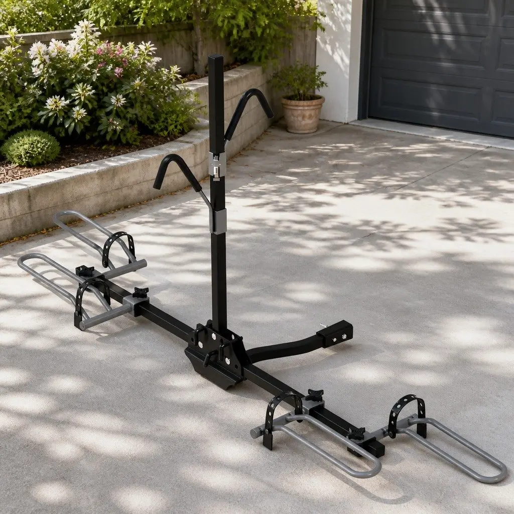 Bicycle Bike Carrier Rack 2 Bike Capacity Foldable Black Steel