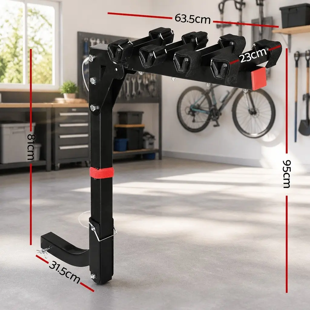 4 Bike Carrier Rack 2 Inch Hitch Mount Foldable Heavy Duty Steel Construction Black