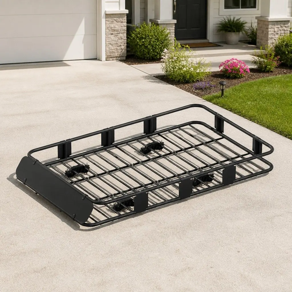 Car Roof Rack Basket 160cm Universal Luggage Carrier Sturdy Construction Wind Deflector