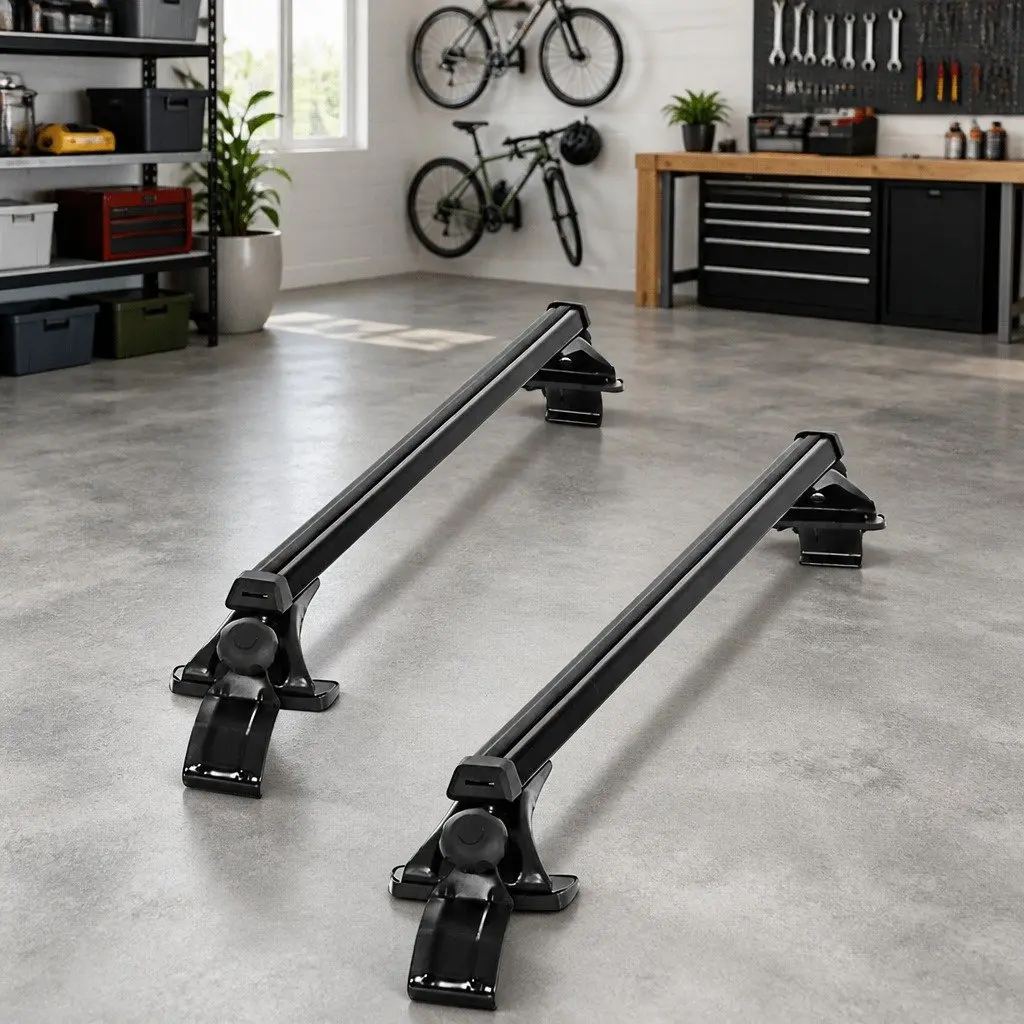 Car Roof Rack 145cm Adjustable Universal Aluminium Cross Bars Black