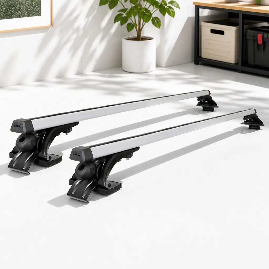 Universal Aluminum Cross Bar Adjustable 145cm Car Roof Rack Silver for Bare Roof Vehicles