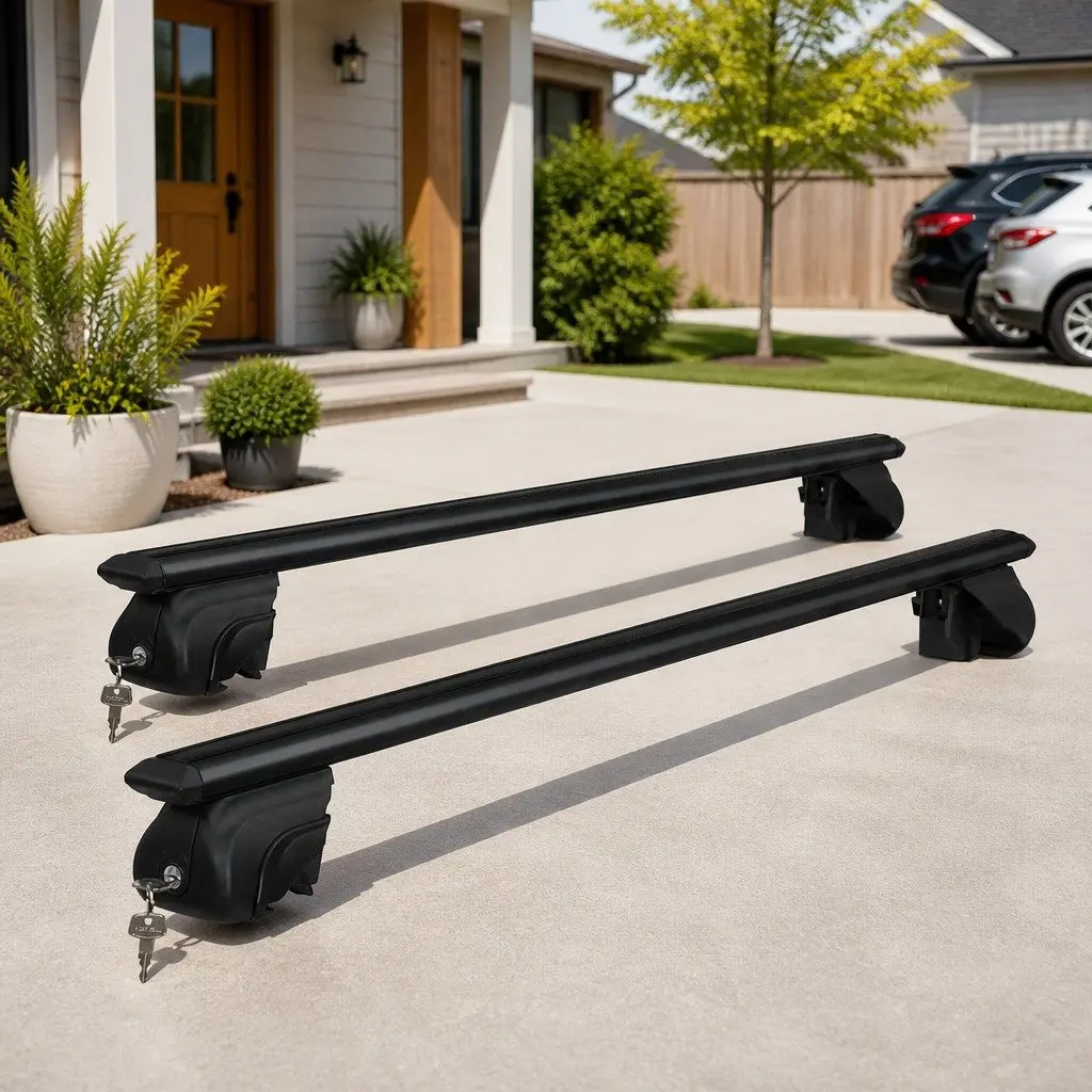 Car Roof Rack Cross Bar 126cm Aluminium Adjustable Width Anti-Theft Locking System