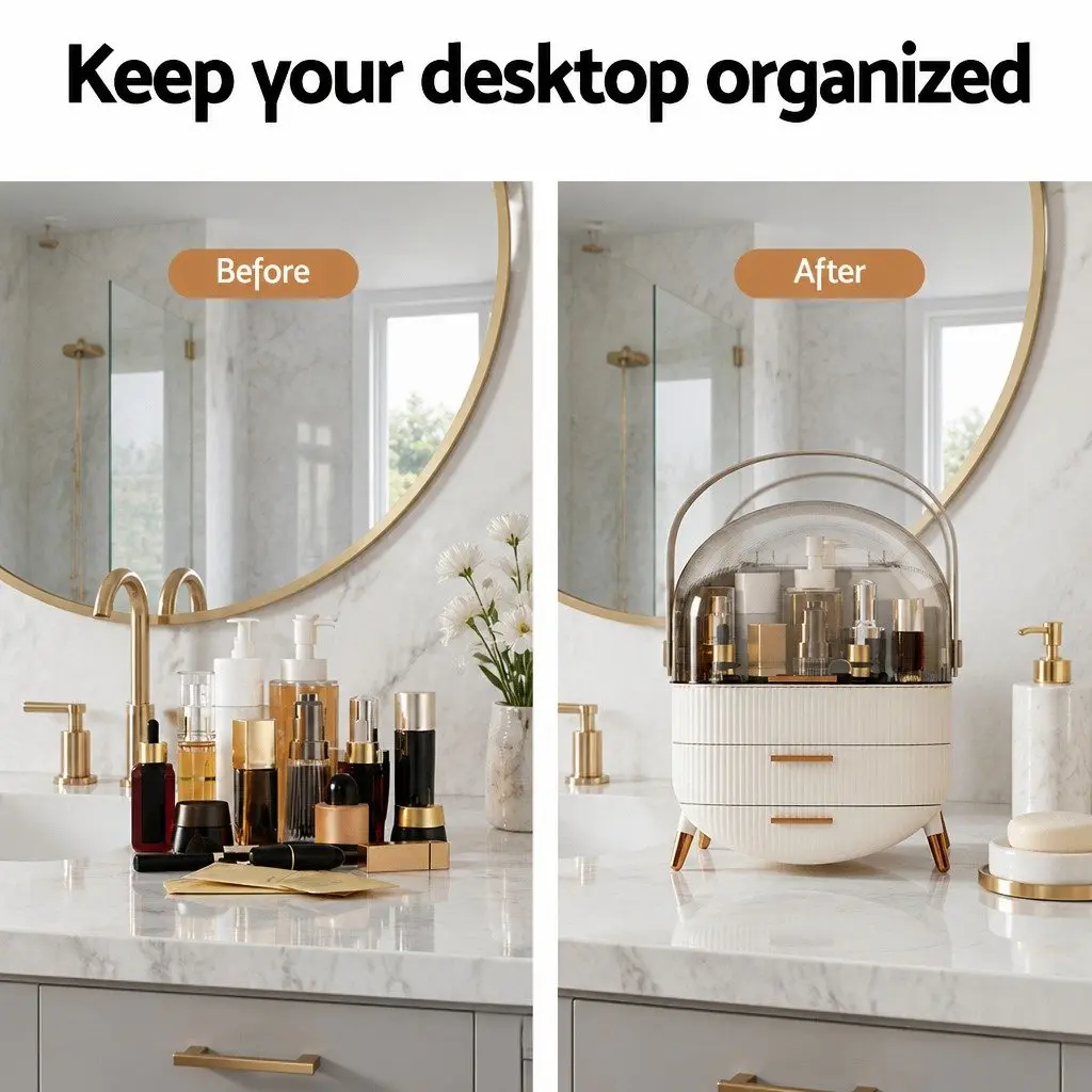 Makeup Organizer Portable Cosmetic Storage Box with Drawers