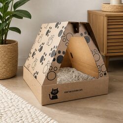 Portable Cat Litter Box with 6L Natural Clay Litter Foldable Privacy Design