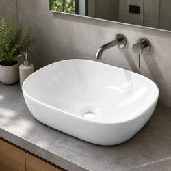 Stylish White Ceramic Basin for Modern Bathrooms 46x33cm