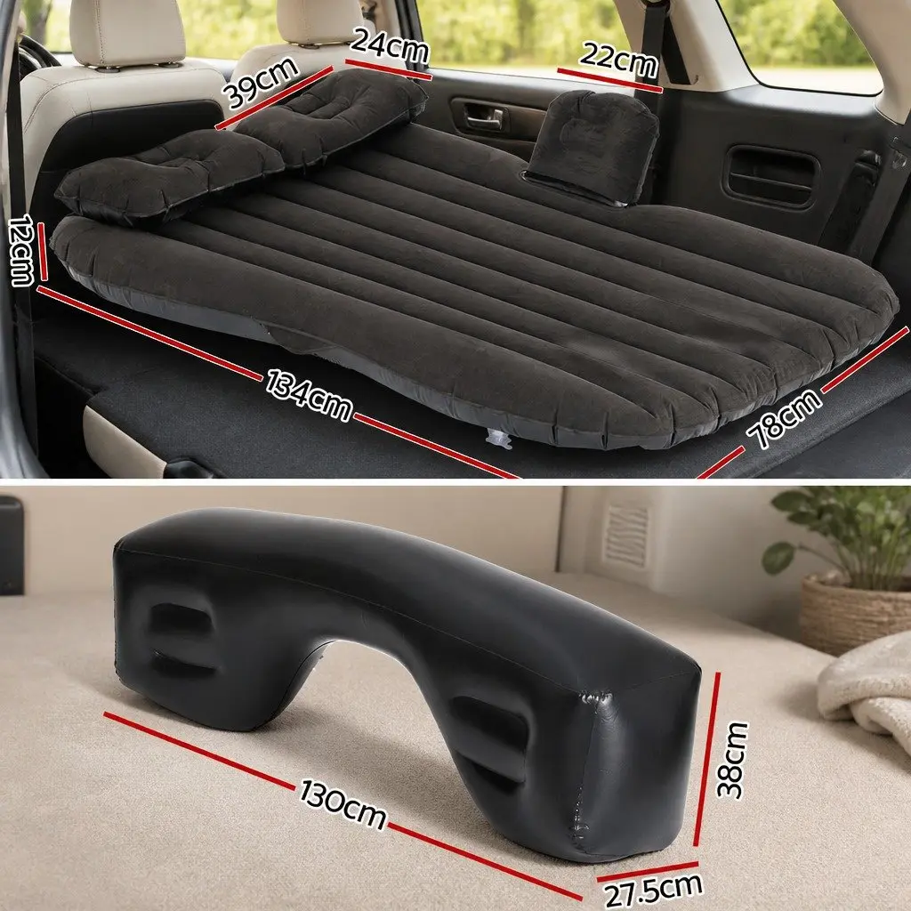 Inflatable Car Mattress SUV Back Seat Camping Bed Portable Travel Sleep Pad with Soft Flocked Surface and Non-Slip Bottom
