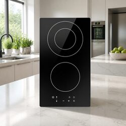 Electric Ceramic Cooktop 30cm Black Touch Control 3 Cooking Zones Kitchen Hob