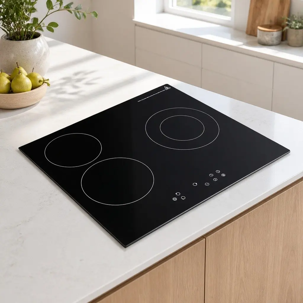 60cm Electric Ceramic Cooktop 4 Cooking Zones Touch Control Black Glass Surface