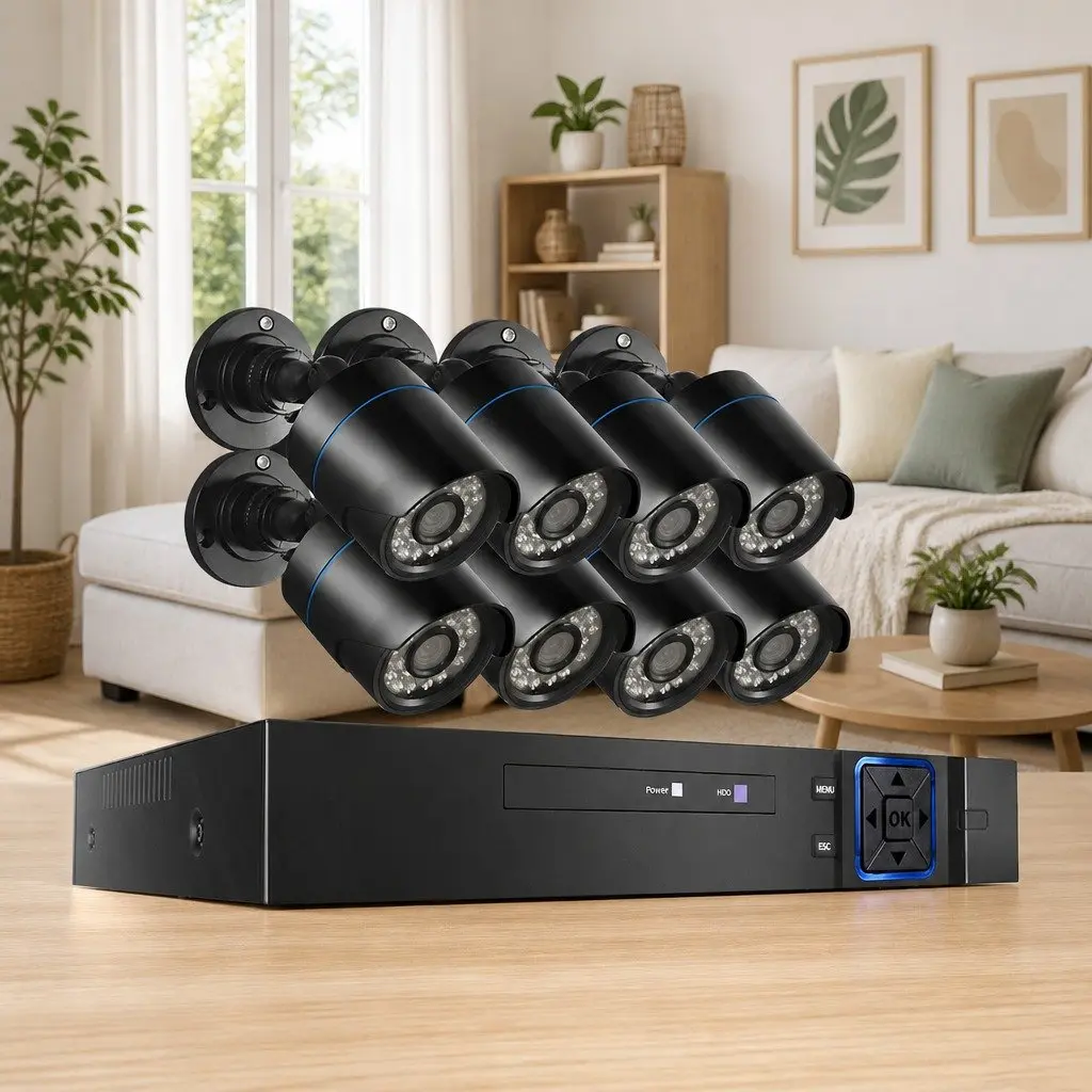 1080P 8 Channel Security Camera System DVR 8 CCTV Bullet Cameras Indoor Outdoor