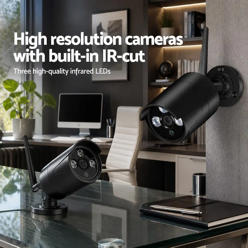 Wireless Bullet Security Camera 3MP Full HD Indoor Outdoor Waterproof Black
