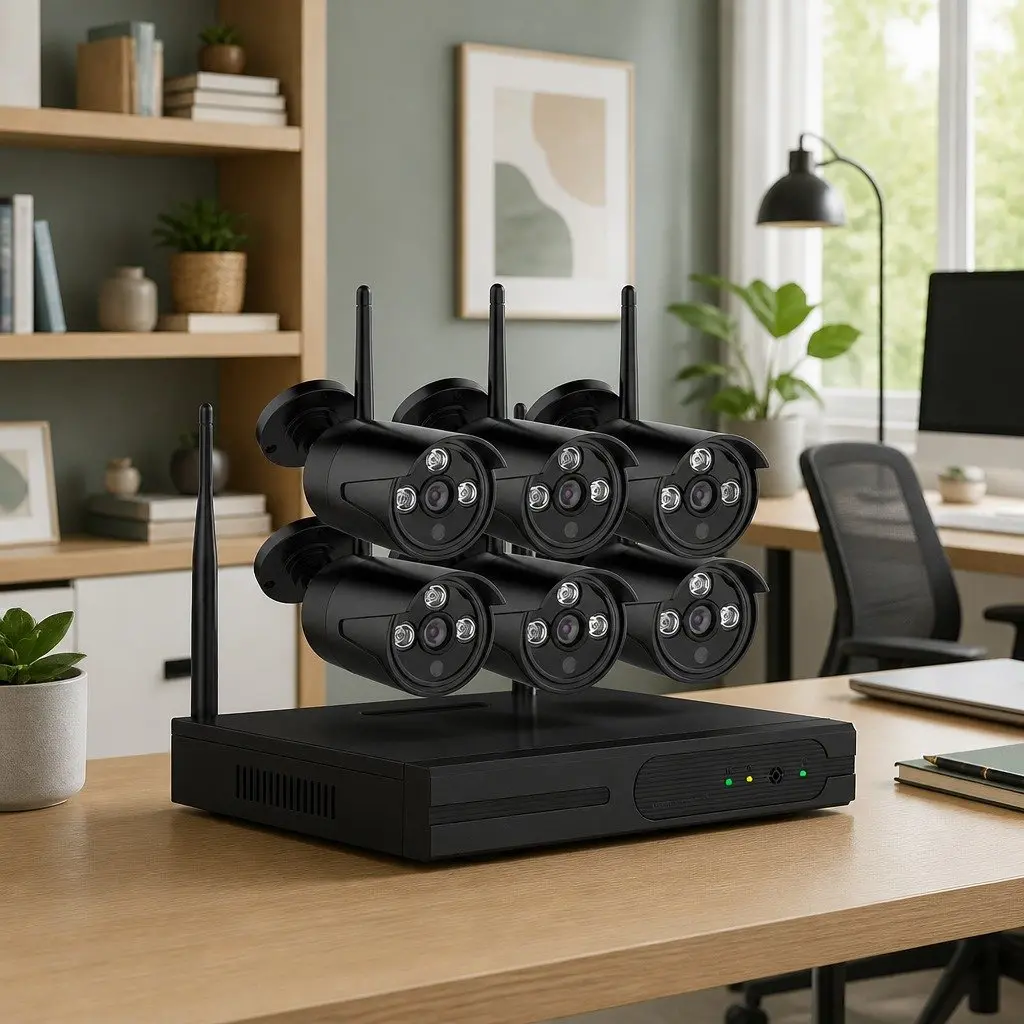 Wireless CCTV Security System 8CH NVR 3MP with 6 Bullet Cameras WiFi Real-time Monitoring