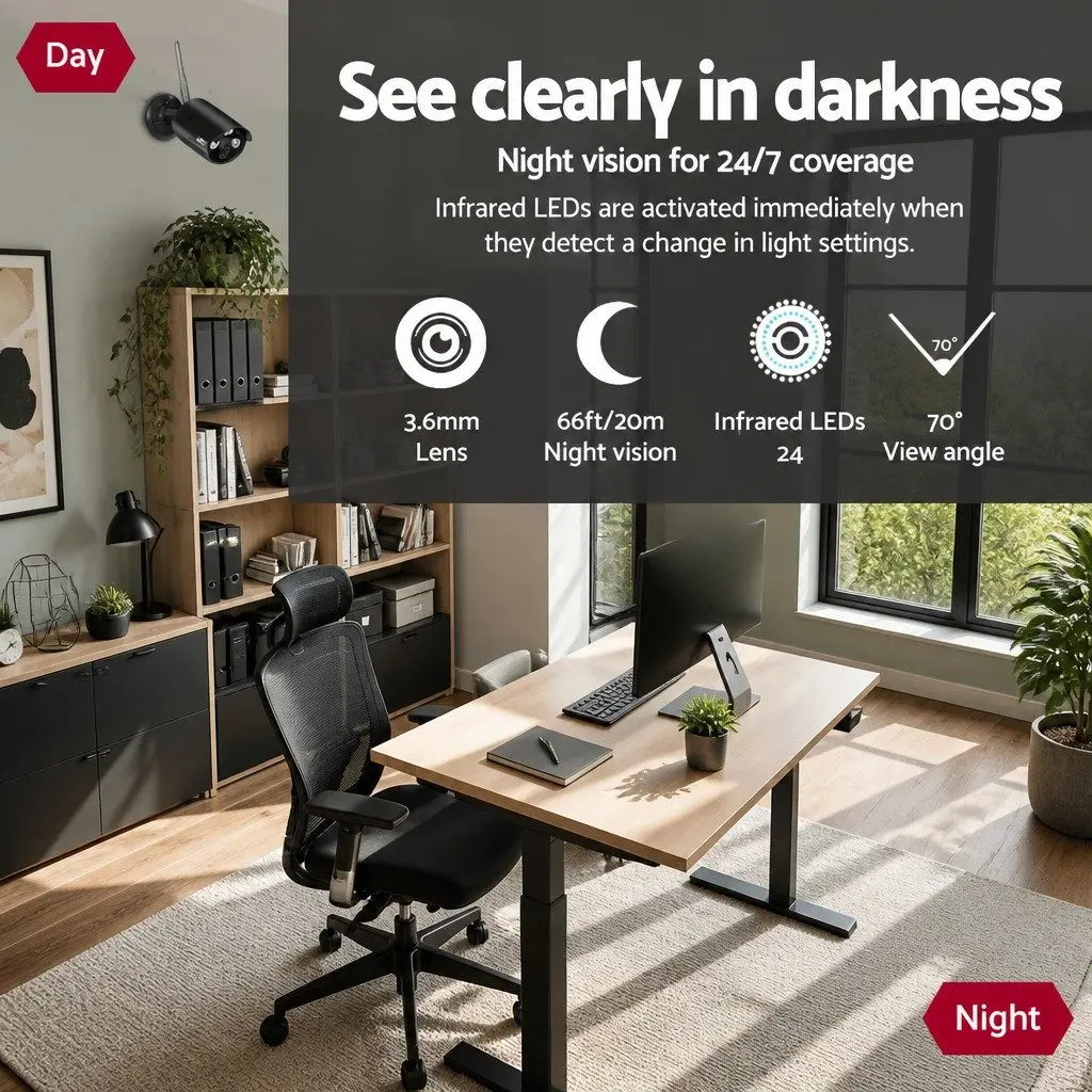 Wireless CCTV Security System 8CH NVR 3MP with 6 Bullet Cameras WiFi Real-time Monitoring