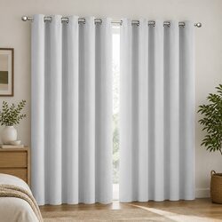 Blackout Curtain Panels Eyelet 3 Layer Noise Reduction Home Decor Grey 2 Pack
