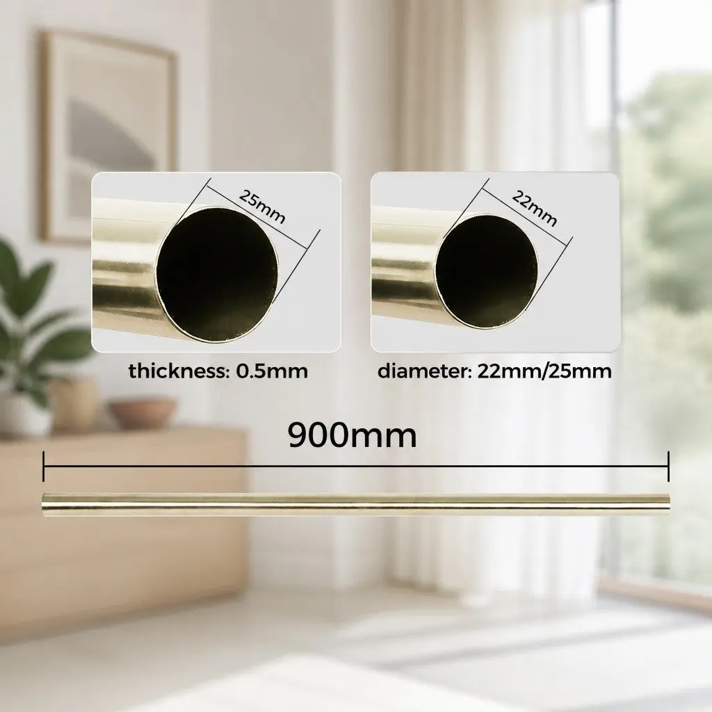 Extendable Curtain Rod Set Steel Pole Adjustable Length Quiet Operation Silencer Sliders Antique Brass Home Decor